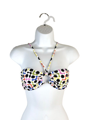 Maaji x Smiley White Halfmoon Halter Bandeau Bikini Top Sz M