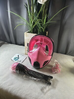 Full Face Mask Snorkel, Swimming Underwater Pink Diving Scuba Equipment Size S/M