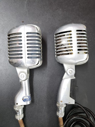 Vintage Microphone Shure Unidyne 55S and 55SW Elvis mic w 18' cords Tested Works
