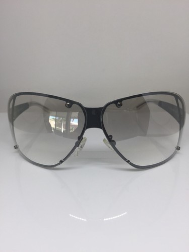 Pre-owned Gucci Authentic  1652 Sunglasses Gg 1652/s C. Tw3 Shiny Gunmetal Made Italy In Silver Flash Mirror Shield With Grey Gradient Lens