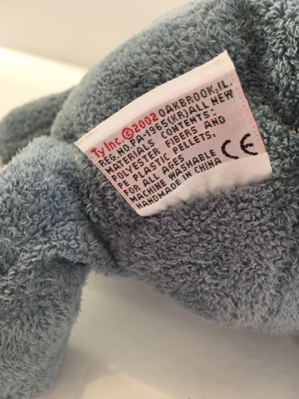 Ty Pluffies Beanie Elephant Winks 2002 Soft Gray Pink With Tags Plush Toy