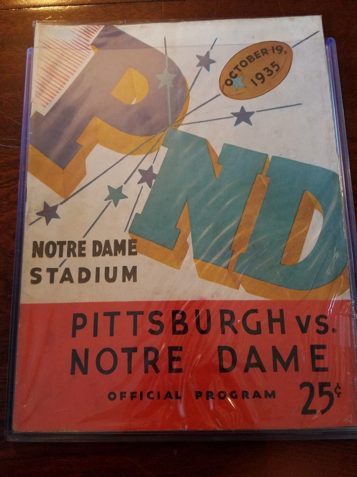 Bill Shakespeare (d.1974) AUTOGRAPHED 1935 Pittsburgh vs Notre Dame program