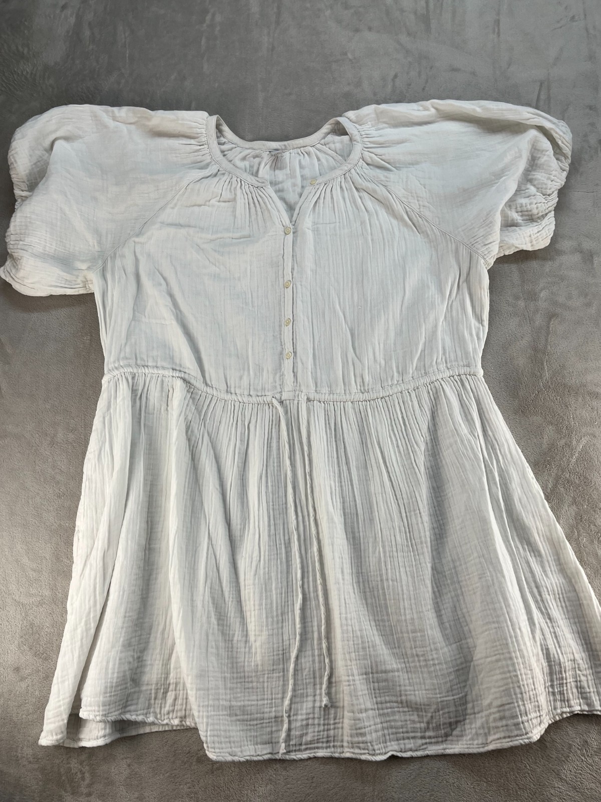Old Navy Gauze Tunic Top Womens 2X White Short Sleeve 100% Cotoon Breathable