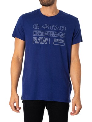 

Мужская футболка G-Star RAW Originals, синяя, Синий, D22775-C506-1822