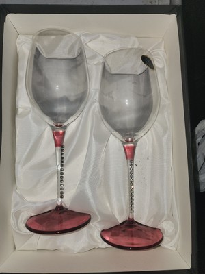 Franco Vetrerie e Cristallerie hand made embellished champagne flutes ~ in box