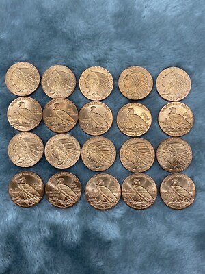 1929  INCUSE INDIAN HEAD Design    1/2 Oz Copper Round coin (20 coins)