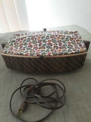 Vtg Mid Century Salton Hotray Electric Bun Warmer Paisley Cloth Cover Model WB-5
