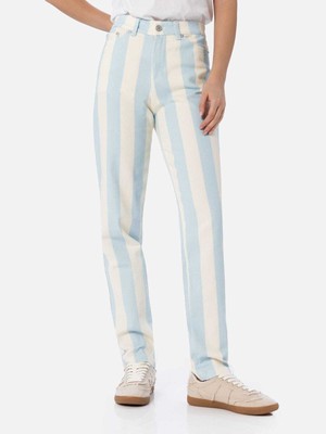 Pre-owned Saint Barth Mc2  Woman Light Blue Striped Print Denim Belleville