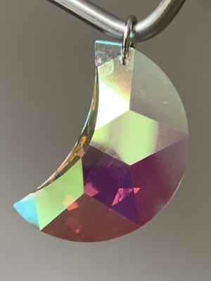 Multi-faceted Austrian Crystal AB MOON Shape Pendant 30mm