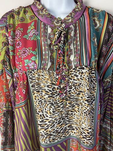 Pre-owned Johnny Was Patch Finn Blouse Xl In Multicolor
