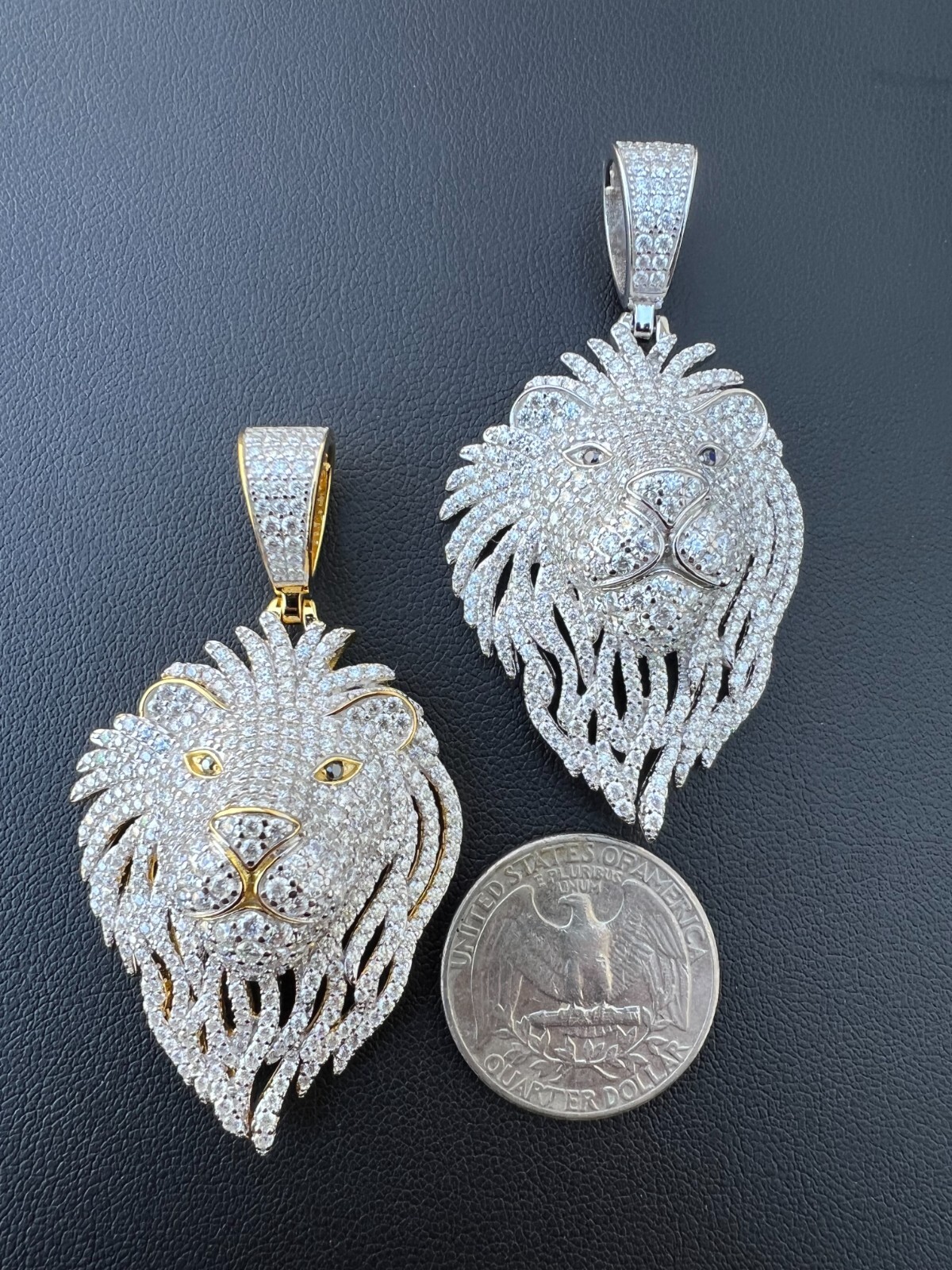 Pre-owned Lion Moissanite Silver/gold Plated Iced  King Pendant Necklace Pass Tester
