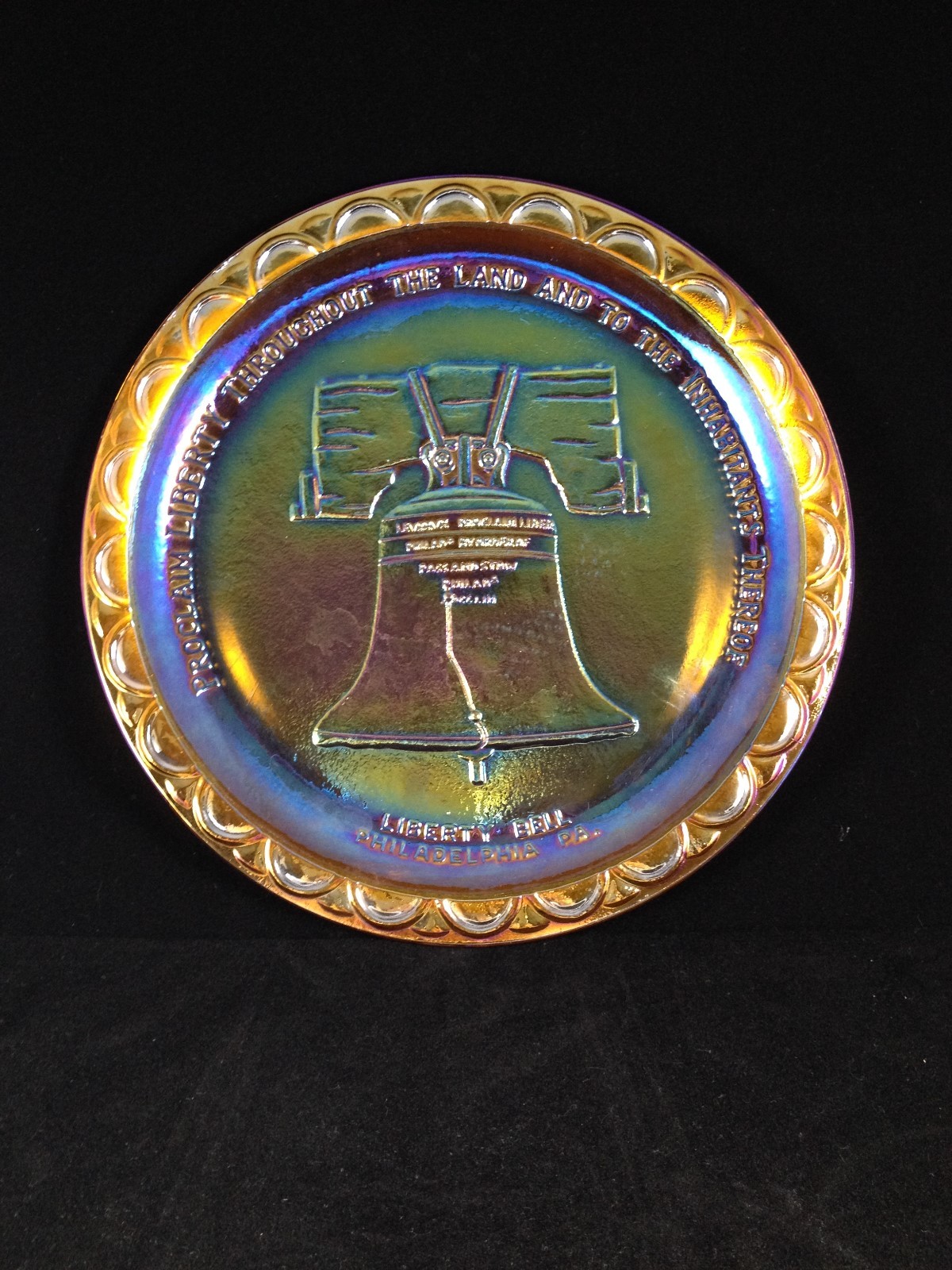 American Bicentennial Commemorative Liberty Bell Plate Amber Indiana