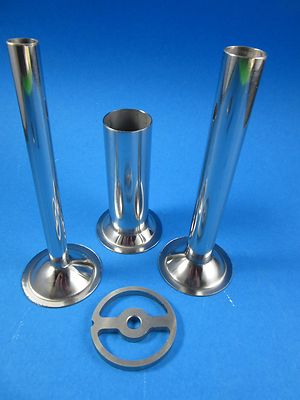 3) Sausage Stuffing tubes AND PLATE for Chefs Choice meat grinder for Kitchenaid