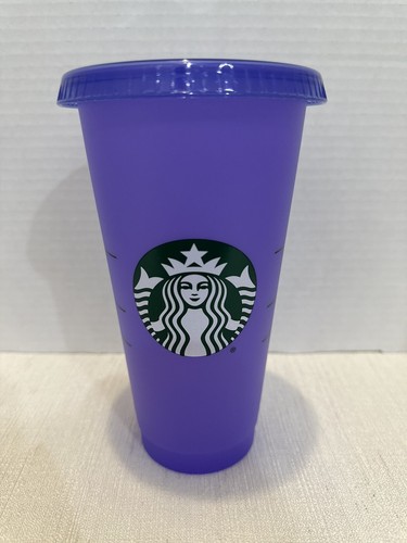STARBUCKS 24OZ REUSABLE COLD CUP PURPLE WITH LID. NO STRAW