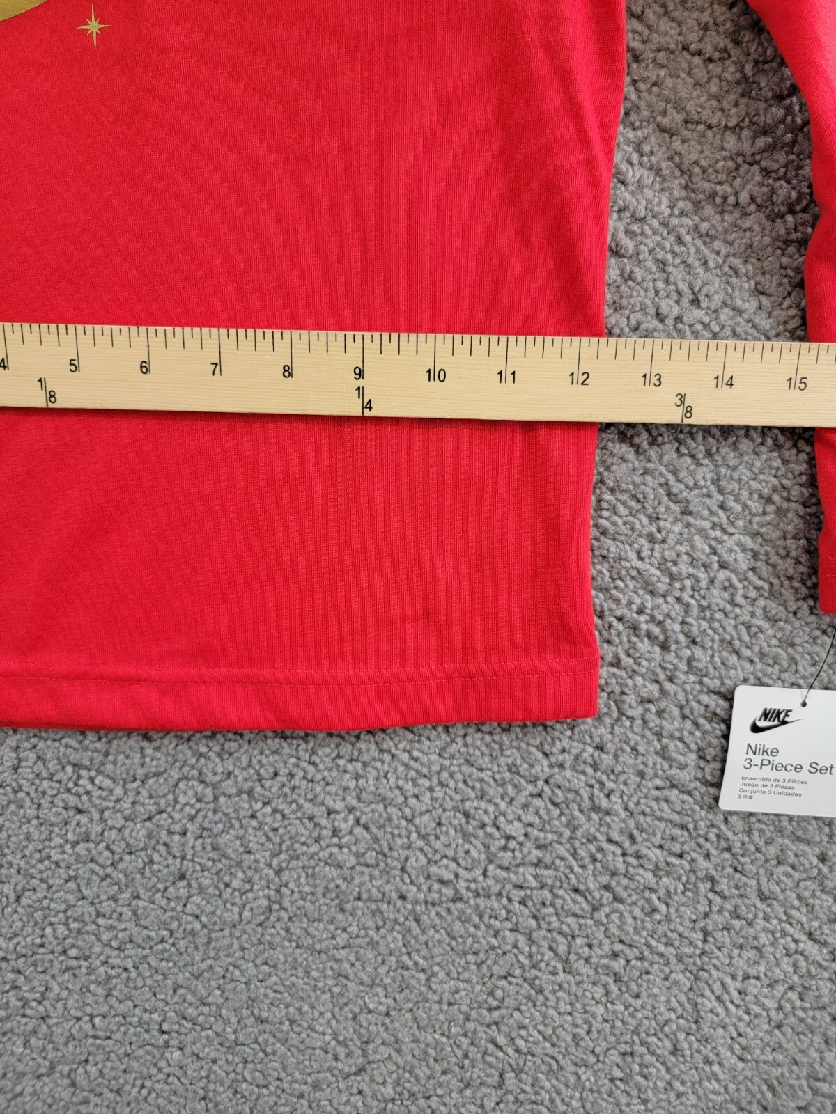 Nike Long Sleeve Logo Print Shirt Little Boys' 4 Red/Gold Crew Neck Pullover - Picture 6 of 13