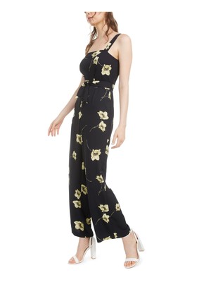 

Женский черный коктейльный комбинезон с широкими штанинами BAR III без рукавов и квадратным вырезом