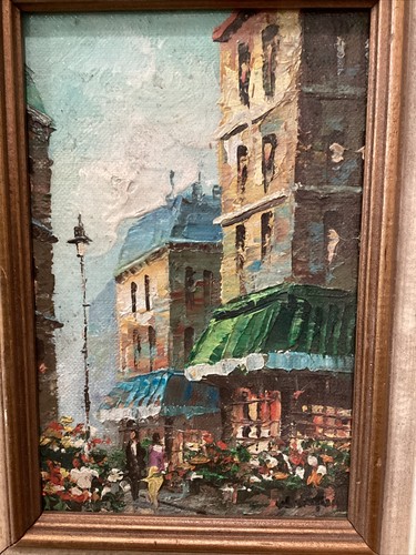 Artist  signed Painting On Driftwood “ Paris Evening “ Framed