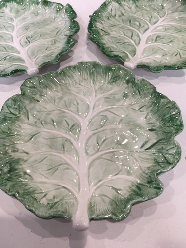 Fitz and Floyd set of three Leaf Shaped Dish Plates stoneware