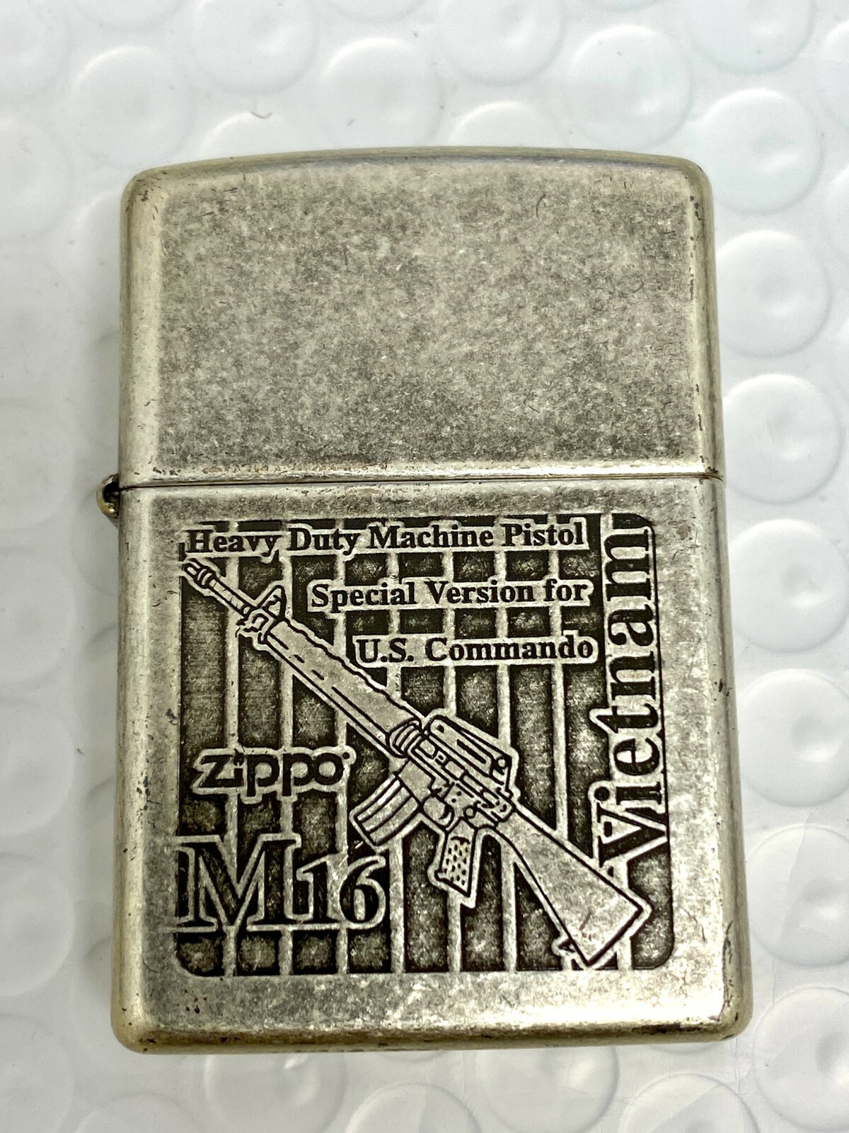 New Rare Zippo Antique Silver Plated Lighter M16 | eBay