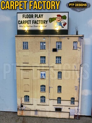 HO Scale CARPET FACTORY - Building Flat/ front w/LED - scratch built 1:87