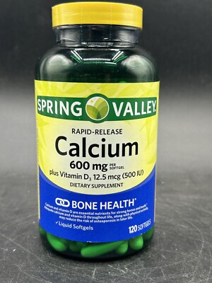 Spring Valley Fast Dissolve Calcium 600mg Plus Vitamin D 120 Ct Exp 8/26