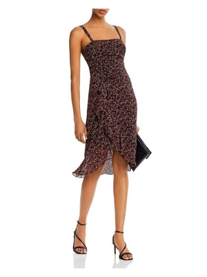 

AQUA Женское черное платье-футляр на тонких бретельках с квадратным вырезом ниже колена, Черный