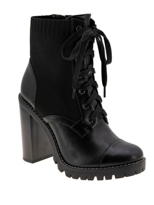 Женские черные ботильоны-пила из эластичного кружева BCBGENERATION, размер 5,5 с мыском и блочным каблуком