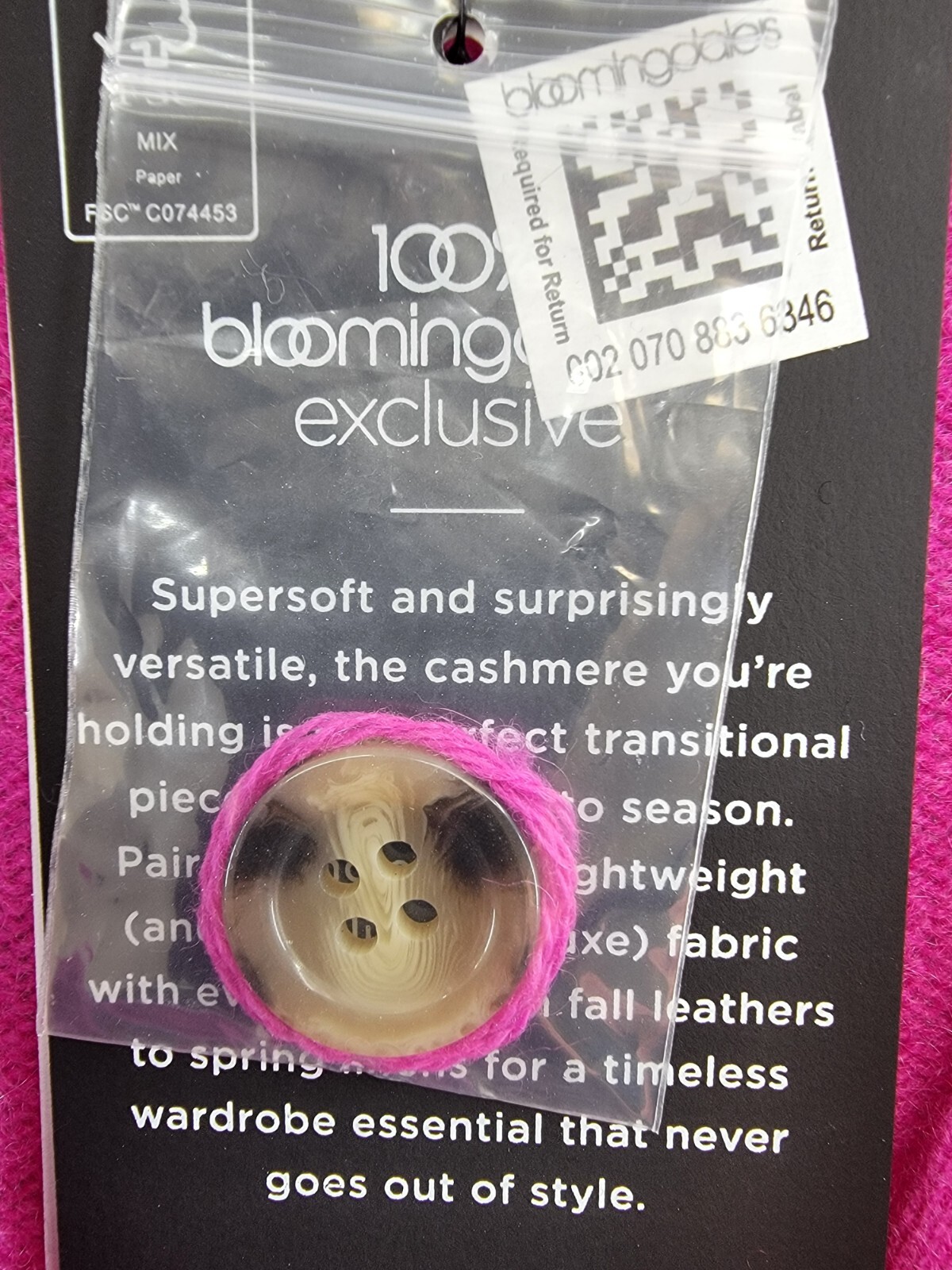 C by Bloomingdale's Cashmere Grandfather Cardigan Women's M Cherry Blossom L/S - Picture 11 of 16