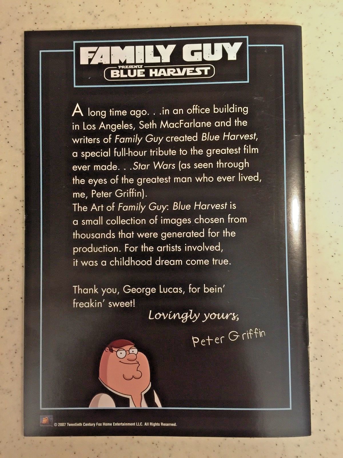 Family Guy Blue Harvest ~ Art Booklet from Collectors Package