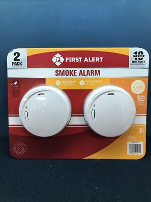 First Alert Photoelectric Smoke Alarm 2 Pack 10 YR Slim Profile Design