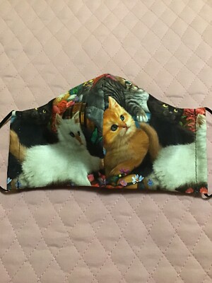 Cat Lovers  Adult Handmade Face Mask Washable Reusable w/ Pocket