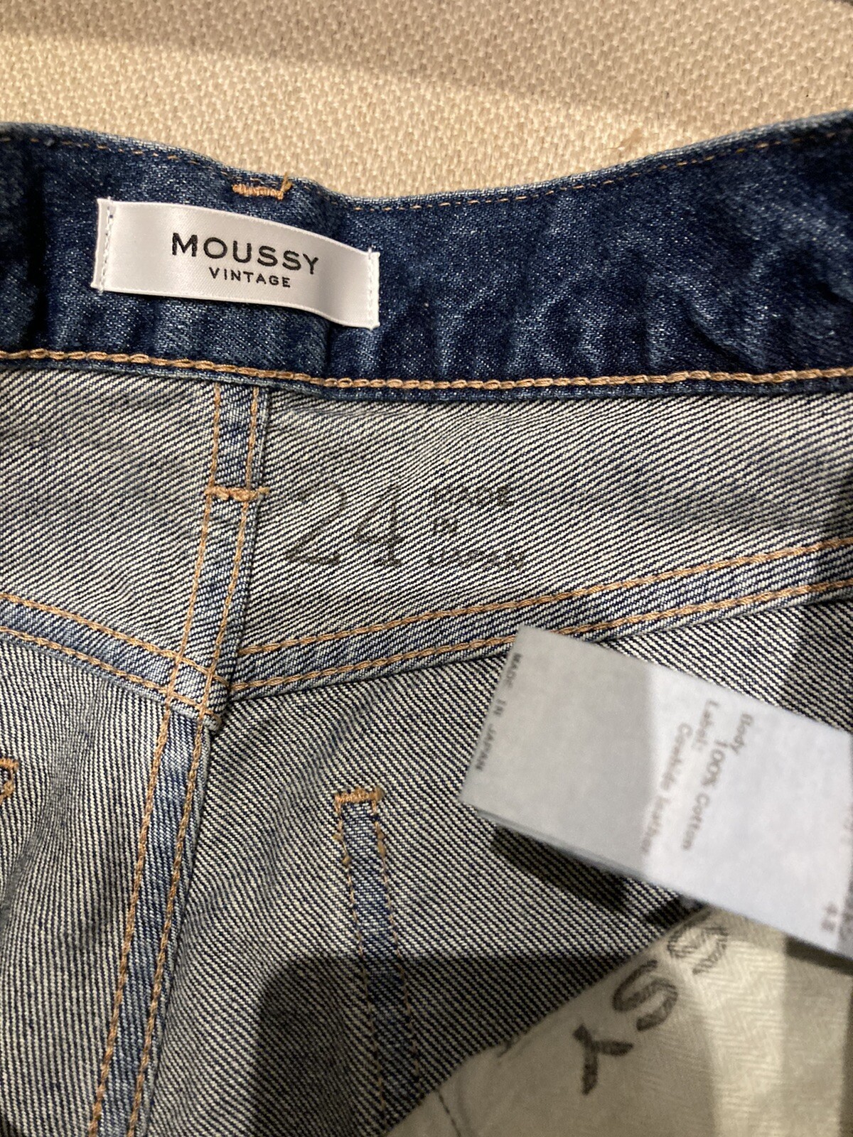 Pre-owned Moussy Vintage Kelley Jeans 24 Distressed Cropped Dark Blue $325