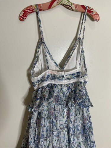 Pre-owned Free People Rococo Sand Emi Braw Strappy Long Metallic Peplum Dress Xl $532 In Pastels