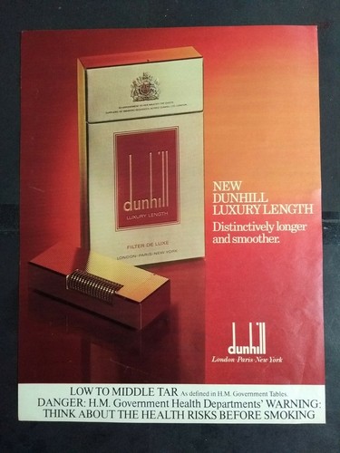 Dunhill Luxury Length - Cigarettes - 1980's Magazine Advert