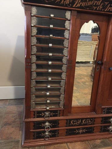 RARE Brainerd & Armstrong ANTIQUE Floor Display spool silk thread cabinet