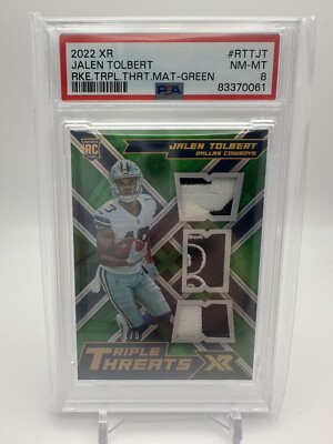 2022 XR JALEN TOLBERT ROOKIE TRIPLE THREATS GREEN 1/5 - POP 1 - NONE HIGHER
