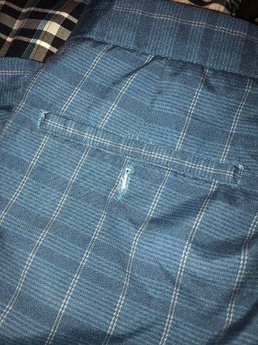 Pebble Beach Performance Men's White Blue Plaid Shorts Size 38