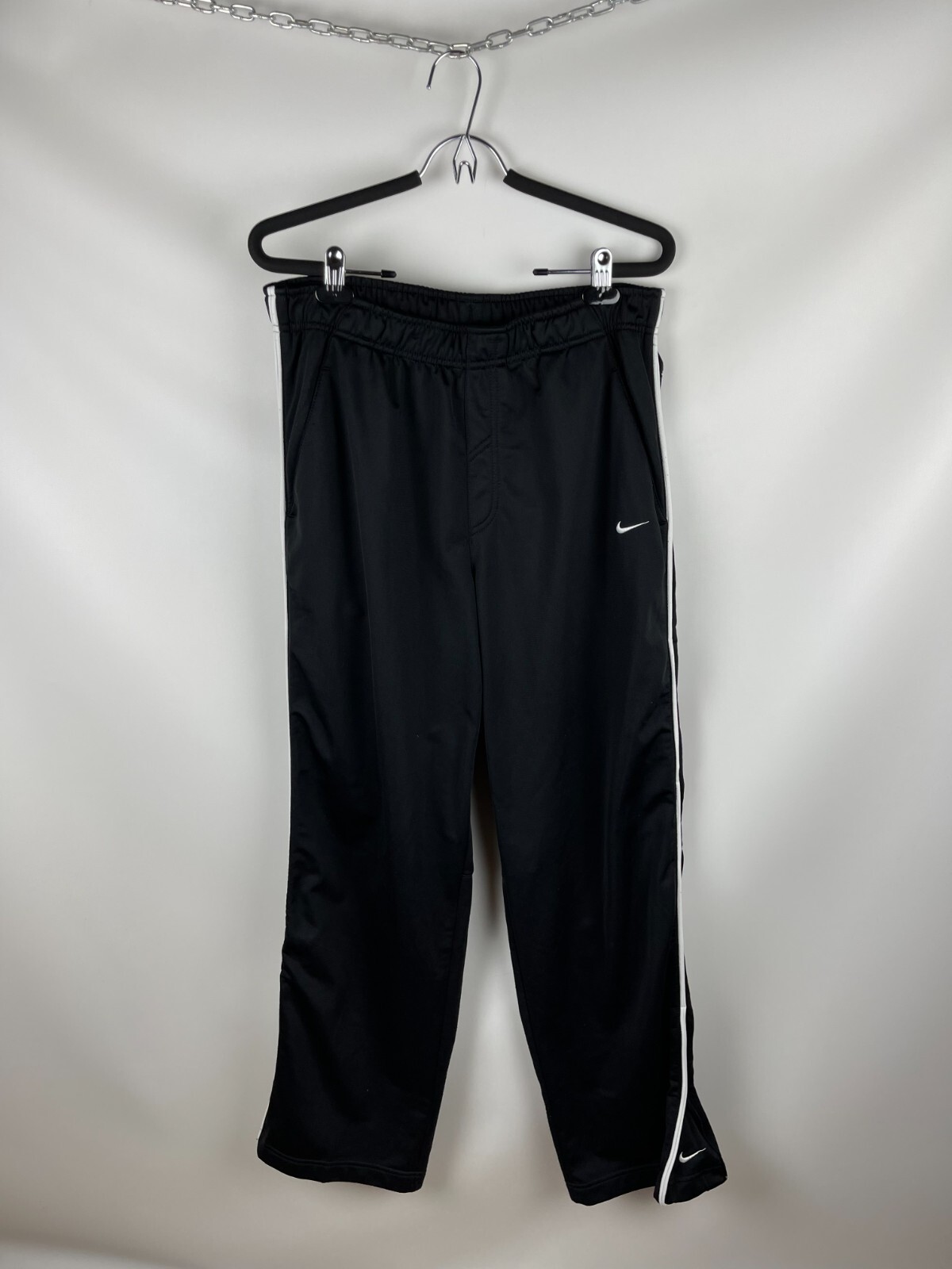 Nike vintage y2k black double swoosh trackpants with stripe Nike vintage y2k black double swoosh trackpants with stripe