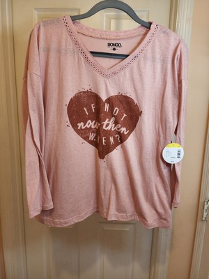 Bongo Graffic T Shirt - Junior's Size XL - Pink - '' If not now then when '' NWT 