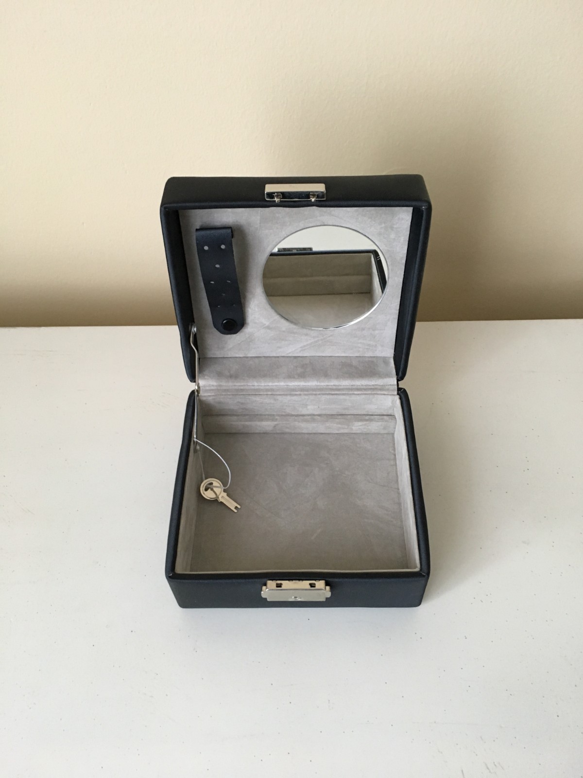 Travel Jewelry Case Box Black with Lift Out Box for Purse