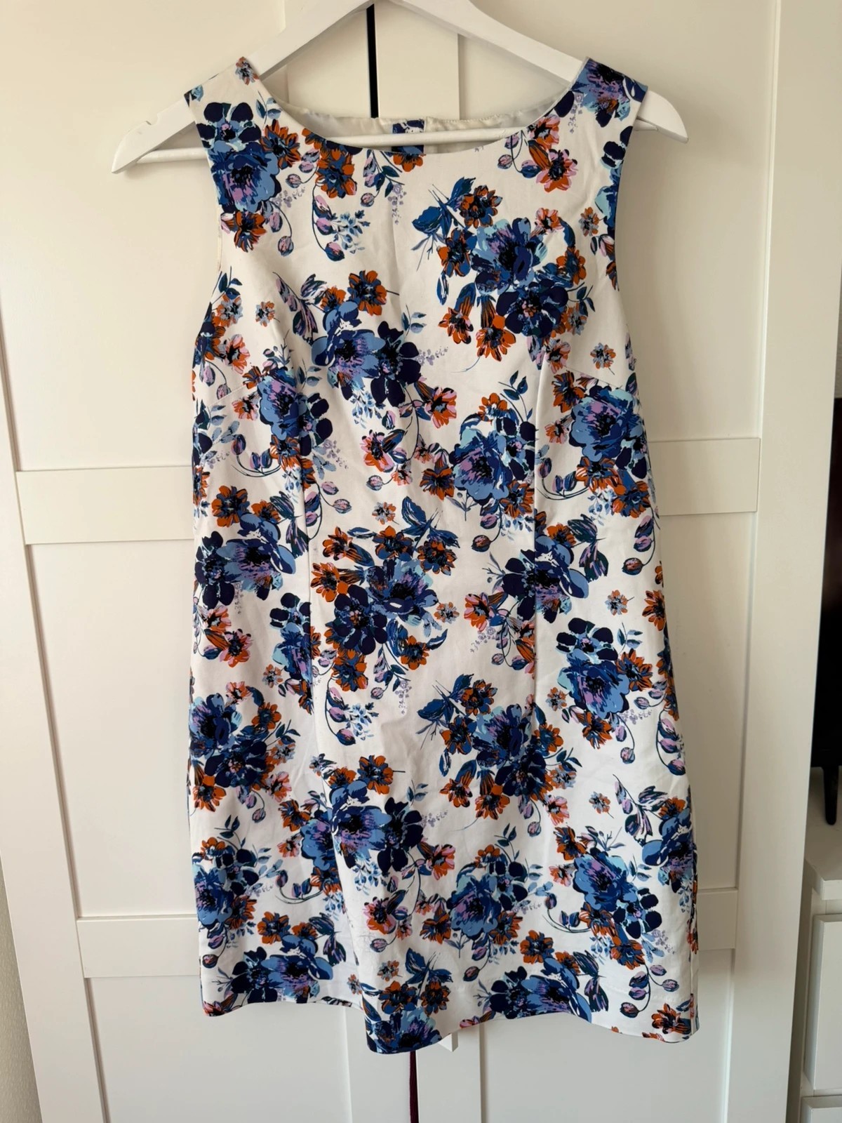 New look size 12 Botanical Print, Blue and Orange Flowers Shift Dress, Summer