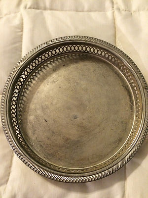 VINTAGE HONG KONG SILVER-PLATED SILVERPLATE METAL SCROLL ROUND DISH BOWL