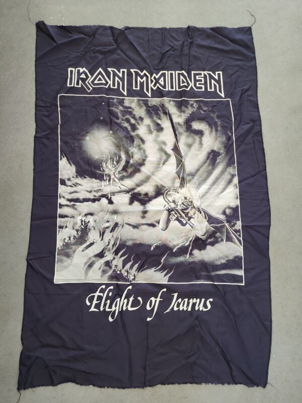 Vtg 80s Original Iron Maiden Flight of Icarus Cloth Tapestry Banner Poster Sign