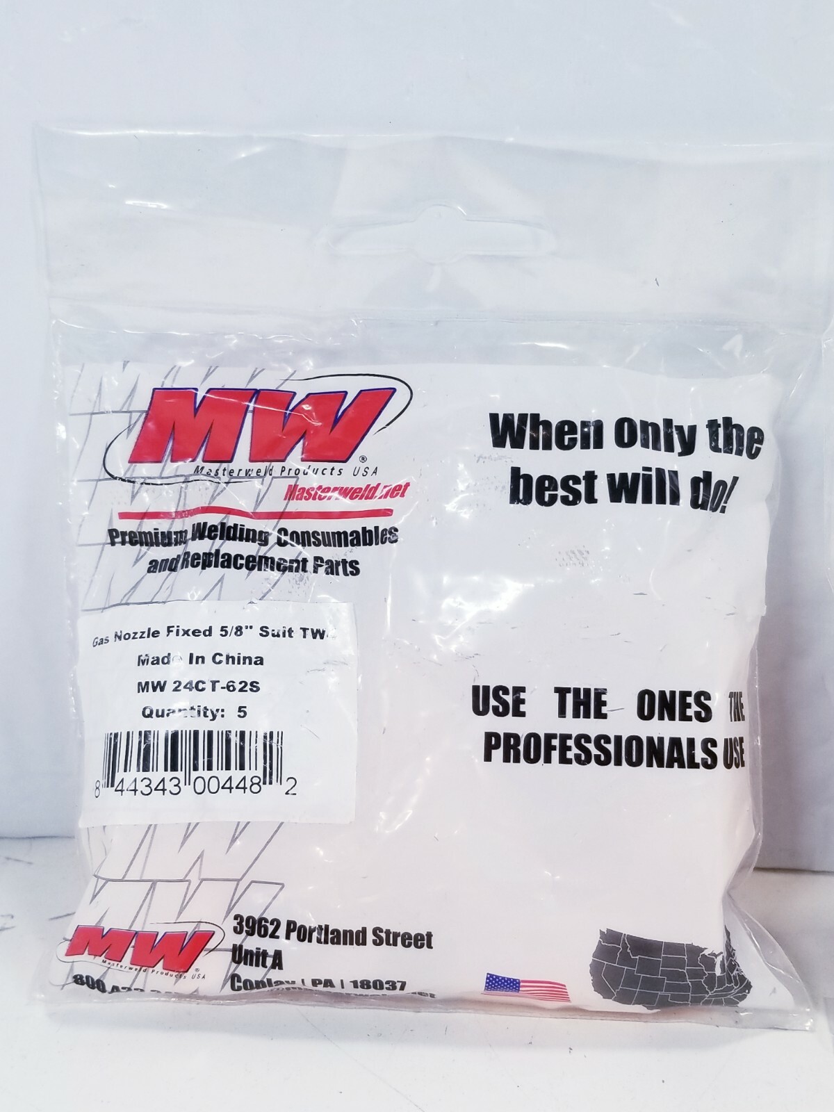 (Lot of 2) 5 Pack Master Weld Gas Nozzle Fixed 5/8'' Suit TW4