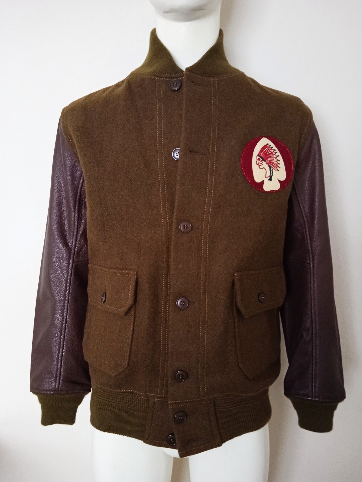Ralph Lauren RRL Ross Leather Varsity Jacket | eBay UK