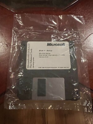 Microsoft MS DOS 6.22 on 3 3.5'' Floppy Disks - Operating System PC Vintage NEW