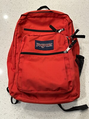 Vintage 80s JanSport Backpack Classic Zip Up School Bag Red MADE IN USA
