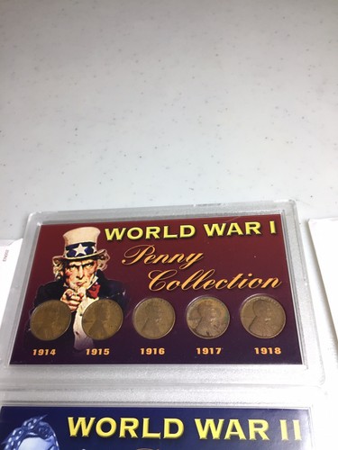 World War I & World War II Penny Collection 10 Coins in Acrylic Gift Holders