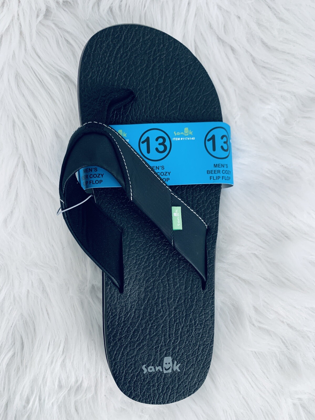 Sanuk Men's Beer Cozy Flip Flops Black 