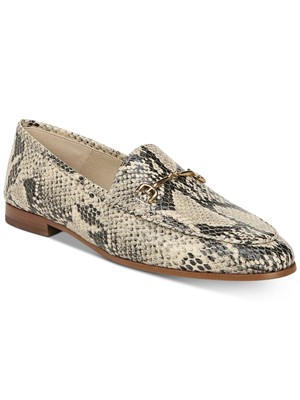 Женские бежевые кожаные лоферы SAM EDELMAN Snakeskin Bit Loraine без шнуровки 8 M